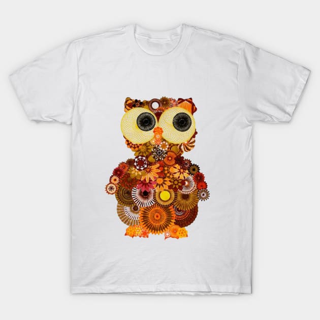 Spirograph Owl: a handmade spirograph collage print T-Shirt by RachelEDesigns